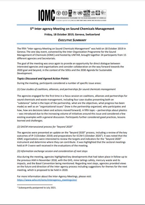 5th Inter-agency Meeting on Sound Chemicals Management
